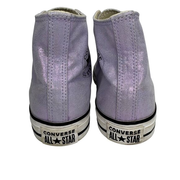 Converse All Star Womens High Top Sneakers Sz 8.5 Light Purple‎ Metallic Canvas - Picture 4 of 11
